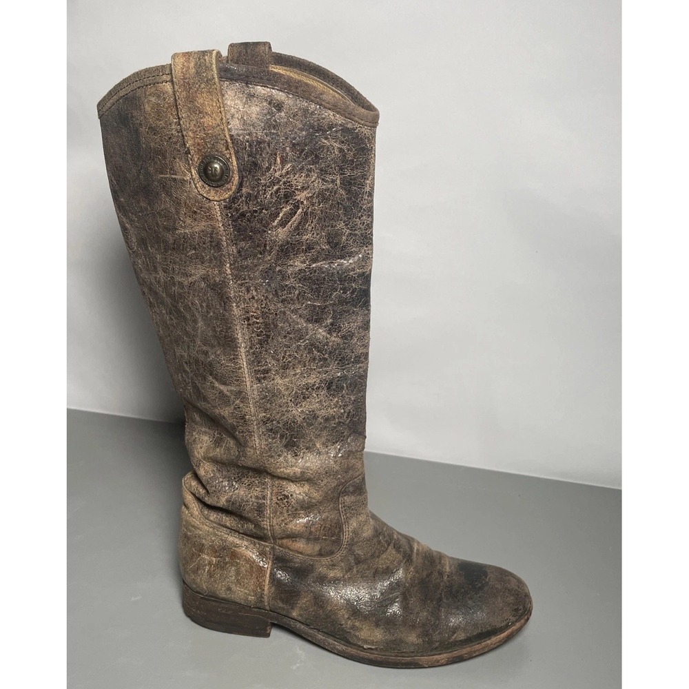 Frye Women 8.5 B Tall Riding Boots Melissa Button Glazed Distress Leather